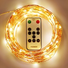 2 Packs FOXNOV Waterproof Battery Operated 50 LED Fairy String Lights, 5 Modes, 5M/16.4Ft, Warm White, Last Over 80 hrs. 
