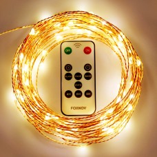 FOXNOV Waterproof Battery Operated 50 LED Fairy String Lights, 5 Modes, 5M/16.4Ft, Warm White, Last Over 80 hrs. 