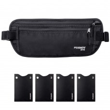 FOXNOV RFID Blocking Money Belt for Travel with 4 Card Protector Sleeves 